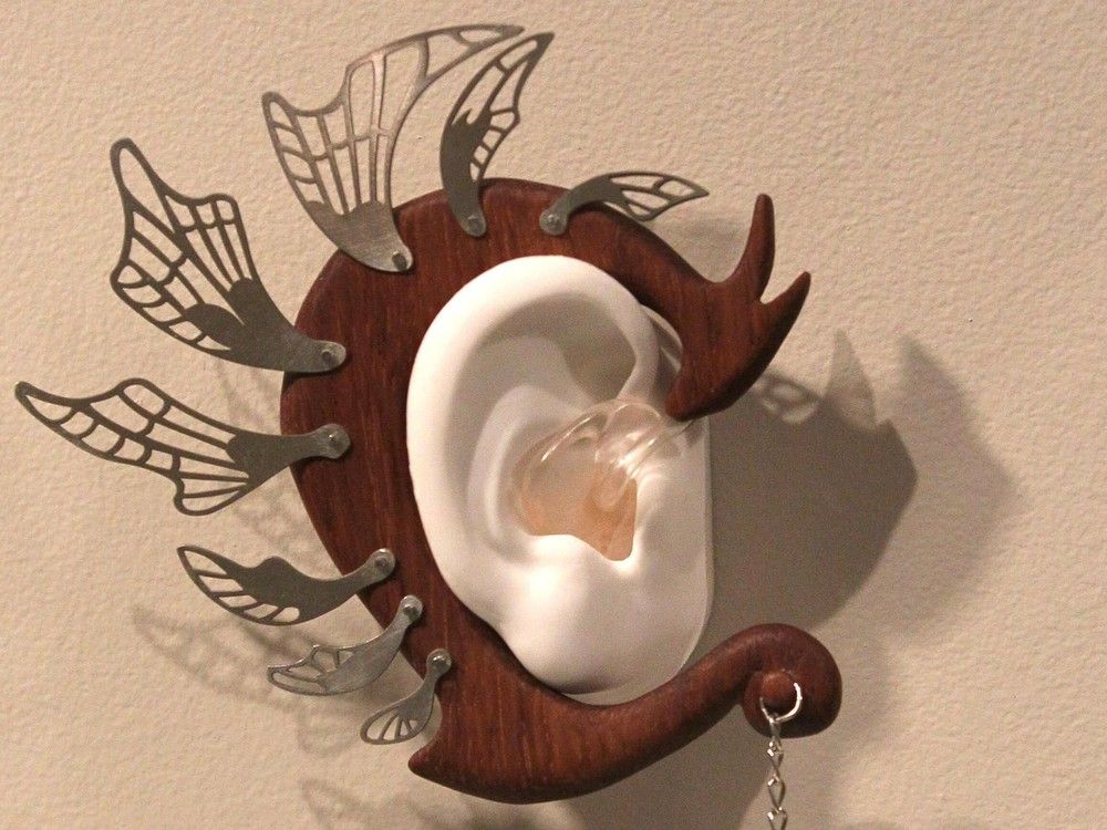 A custom decorative hearing aid.