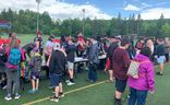 Fans line up for Redblacks  autographs following Saturday’s open practice at Mont Bleu Stadium in Gatineau.