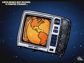 Cartoon of planet Earth in a microwave oven
