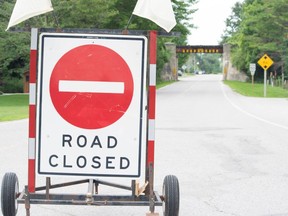 A road in the community of Holmesville near Clinton is closed on Wednesday, July 3, 2024, while Huron OPP investigate the death of a youth. (Dan Rolph/ Postmedia)