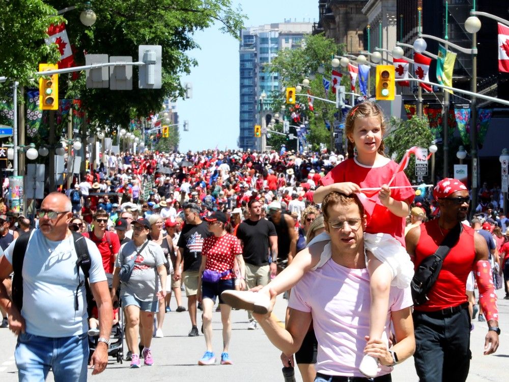 Wellington Street was crowded on Canada Day, but most of the action was elsewhere. 
