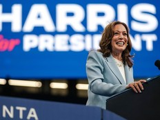 U.S. Vice-President and 2024 Democratic presidential candidate Kamala Harris speaks at a campaign rally