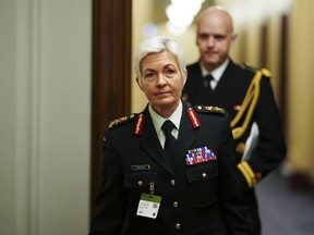 The federal government is naming Lt.-Gen. Jennie Carignan as the country's newest defence chief. Carignan arrives the the Prime Minister's office on Parliament Hill in Ottawa on Tuesday, Jan. 30, 2024.