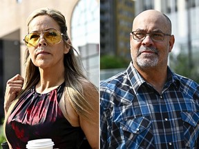health Convoy organizers Tamara Lich and Chris Barber outside the courthouse in Ottawa in a file photo.