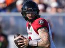 File photo: Ottawa Redblacks quarterback Dru Brown left Saturday's game late in the second quarter with a lingering ankle injury. Before leaving, he completed eight of 16 passes for 69 yards, with two interceptions.