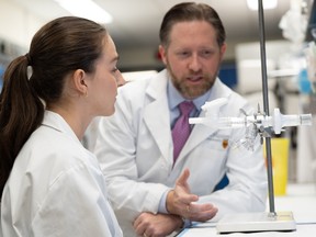 demonstrating McMaster's new inhaled COVID-19 vaccine