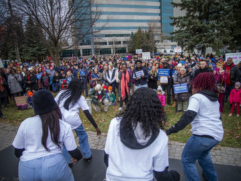  a dance performance by the rjm-cw dance team added to the festive, inclusive atmosphere at the rally organized by refugee613 in november to show support for newcomers and the proposed tent-structures plan.