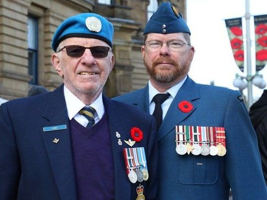  bob (left) and rob king attended the remembrance day ceremony at the national war memorial. they represented four generations of military service.