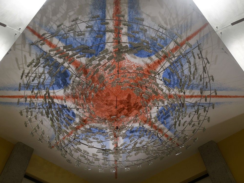  art price’s large ceiling chandelier at the ottawa public library main branch.