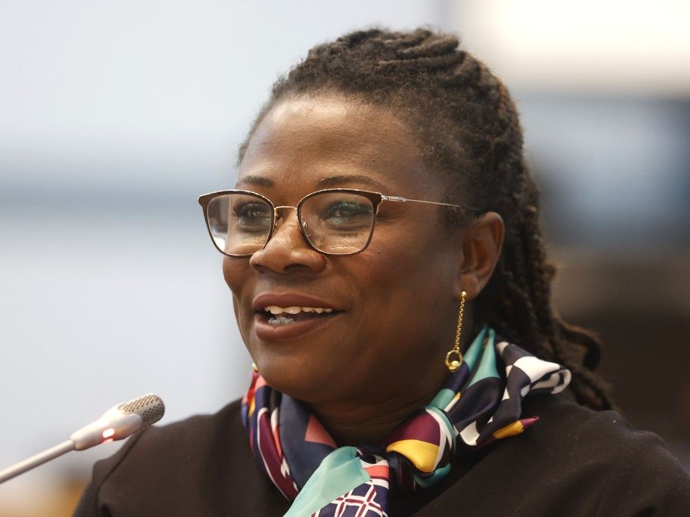  renee amilcar, general manager of transit services at oc transpo, speaks at a news conference at city hall on dec. 6.