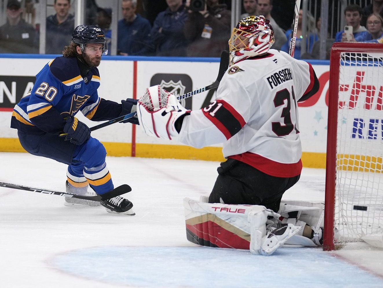 Saads Natural Hat Trick Powers Blues to 4-0 Victory Over Senators