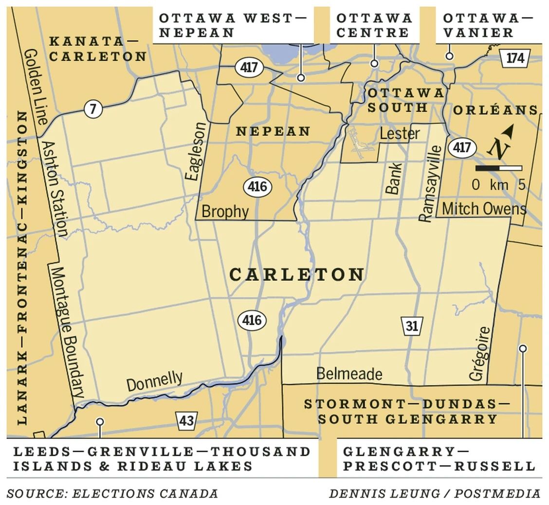 Ontario Election 2025 - Riding map for Carleton