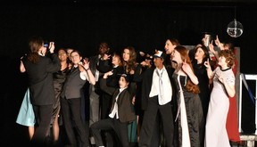 Freddie played by Lora Frederico(L) and ensemble during Sir Wilfrid Laurier's production of Carrie