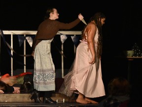 Carrie played by Madison Washington(R), Margaret played by Rachel Trudeau(L) and ensemble during Sir Wilfrid Laurier's production of Carrie