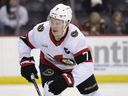 Ottawa Senators left-winger Brady Tkachuk in a file photo from a game against the New Jersey Devils on March 22, in Newark, NJ