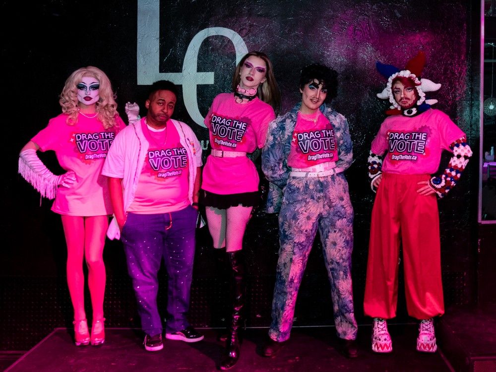  Ottawa drag artists including Cyril Cinder, Omar B Johnson, Dr. Andro Box, Sunshine Glitterchild, Shady Lady, RIP, and Oliver Twisted are among more than 200 performers participating in Drag the Vote, a national campaign encouraging civic engagement ahead of the federal election.