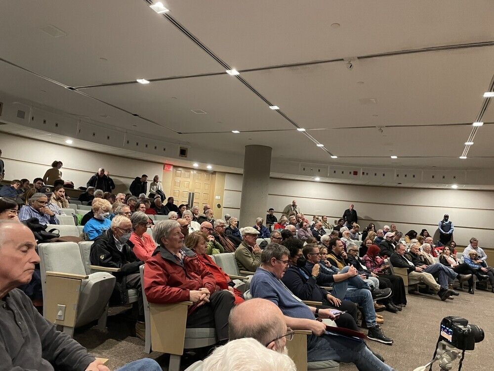  Part of the crowd that attended the Ottawa West-Nepean candidates debate at Ben Franklin Place on Tuesday evening.