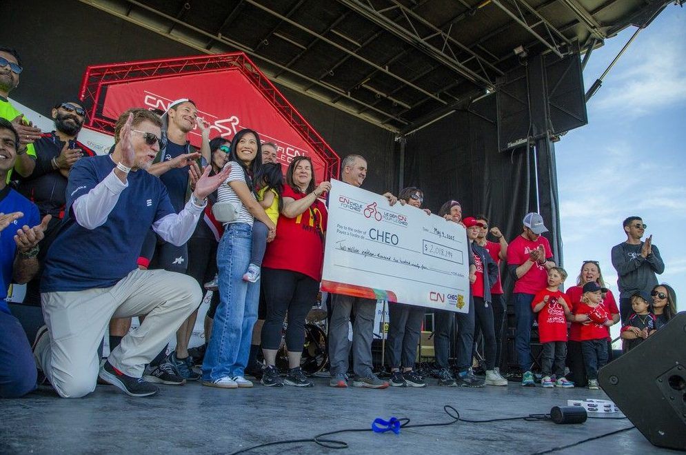  A cheque for $2,018,294 was flipped on stage at the end of the festivities Sunday.