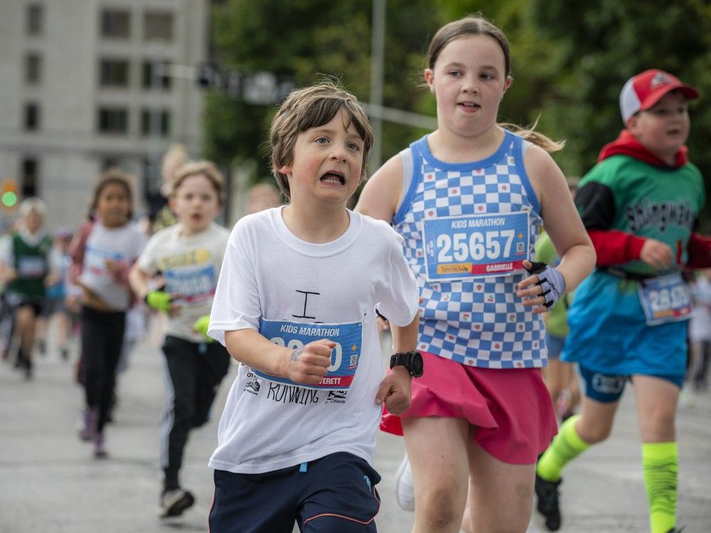  Kids 5-12 hit the pavement Saturday for the Ottawa Kids Marathon, a 1.2-km dash all about fun, fitness, and a finish-line medal.