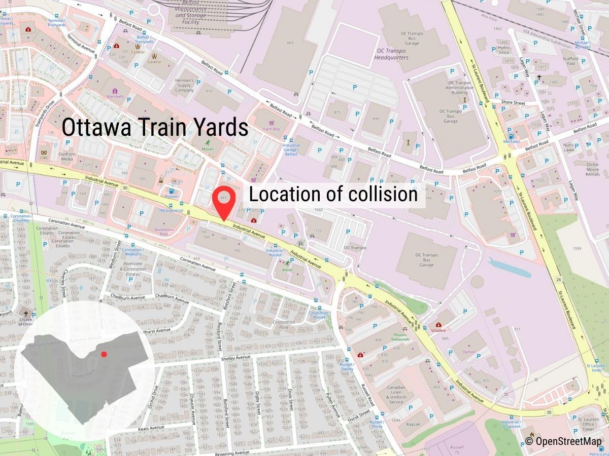  The collision on Industrial Avenue where a woman in a wheelchair died was near the Train Yards plaza.