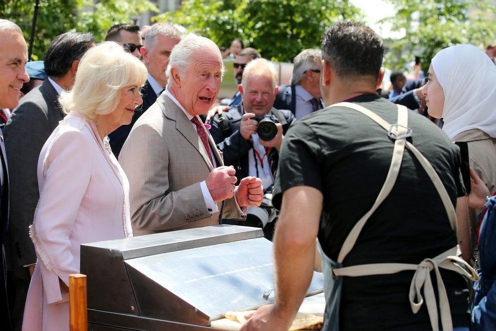  King Charles and Queen Camilla meet Ahmad Altaouil, who runs The Falafel Guys, at the market. “I told him (King Charles) I was originally from Syria,” said Altaouil, who came to Canada in 2016. “He was very nice and said he was glad that Syria had changed its president.”