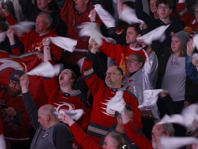 Ottawa Charge fans cheering during first period action at TD Place in Ottawa Thursday.