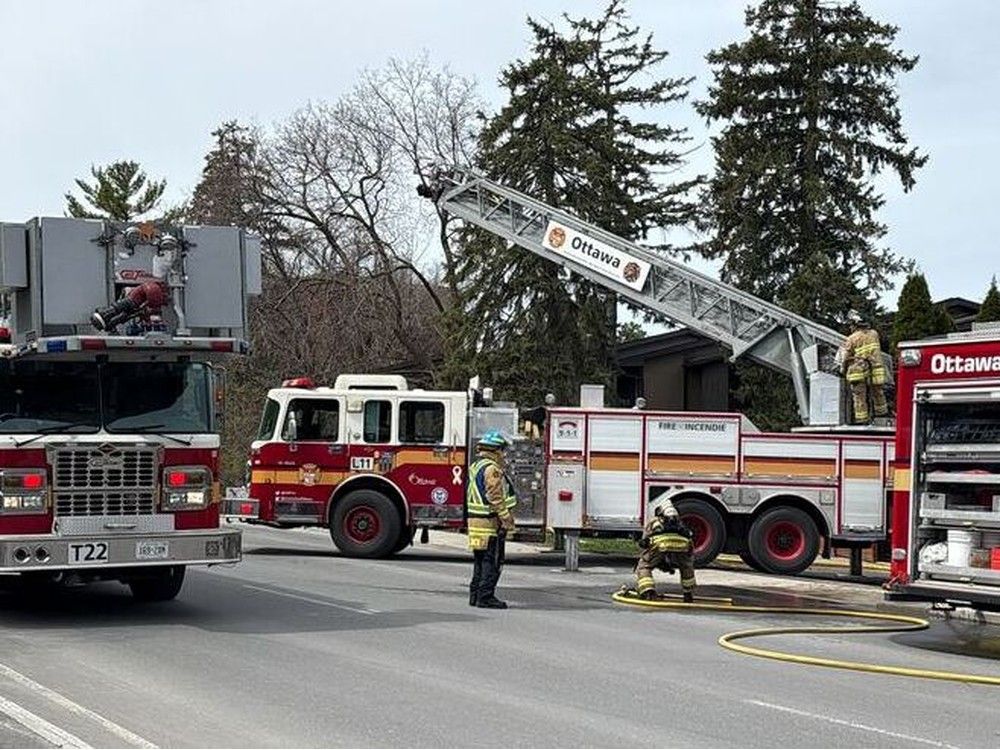  Ottawa firefighters at a residential fire in the area of Richmond and Courtney roads.