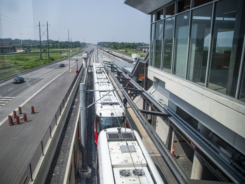  OTTAWA — Visitors got a first look at Trim Station during Doors Open Ottawa, as OC Transpo showcased the soon-to-open O-Train East Extension Saturday, June 7, 2025. The station features over 1,000 Park & Ride spaces, a dedicated bus loop, and a pedestrian bridge over Highway 174, connecting to train platforms in the highway median.Ashley Fraser/Postmedia