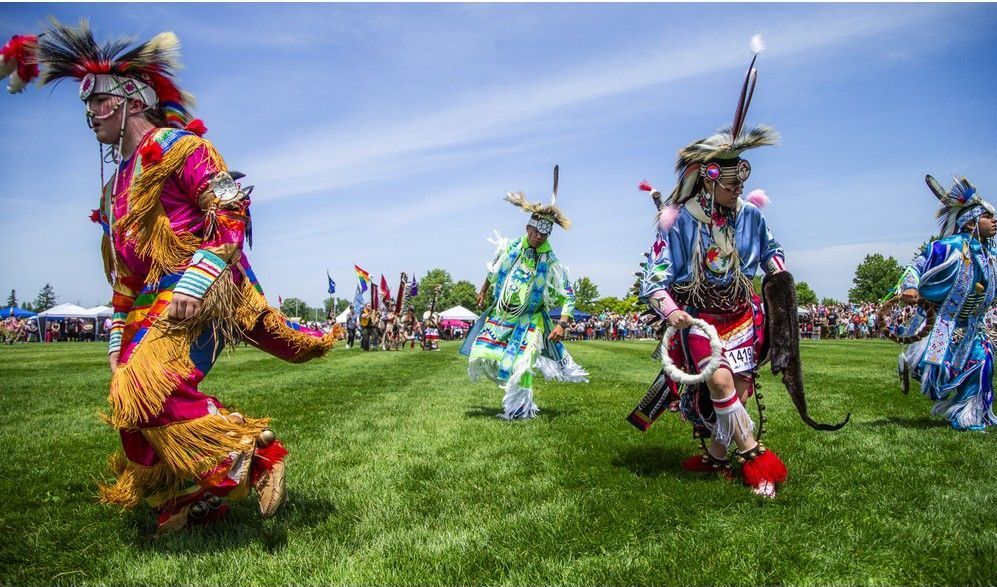  Dancers took part in the Grand Entry to begin the powwow Saturday afternoon.