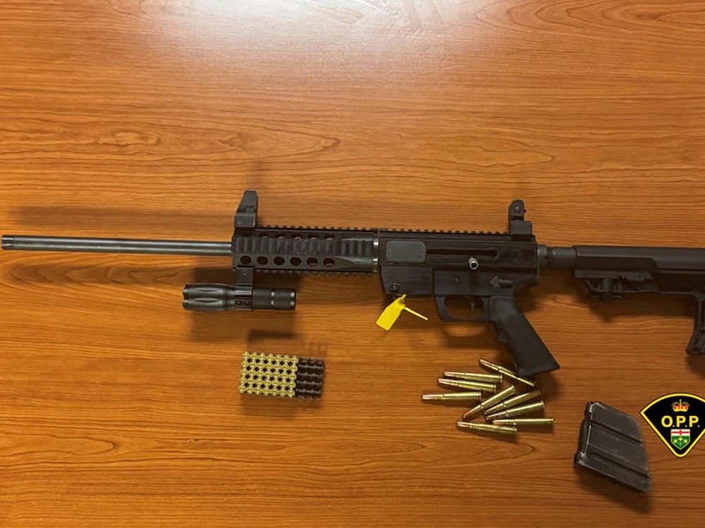 This weapon was seized after a vehicle was stopped in Carleton Place following a report of a break-in on July 12, 2025, the OPP said. 