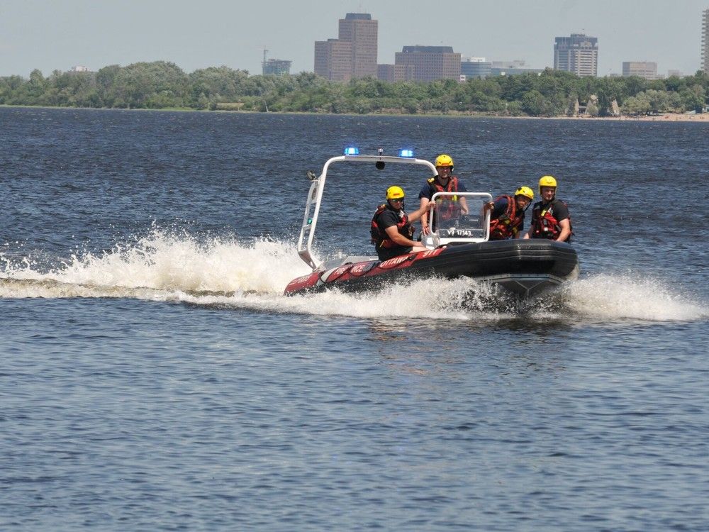  The Ottawa Fire Services water rescue team out on the Ottawa River near the Deschênes Rapids. Fire crew frequently make rescues in the area as strong currents and high winds can draw unsuspecting people into the dangerous rapids.