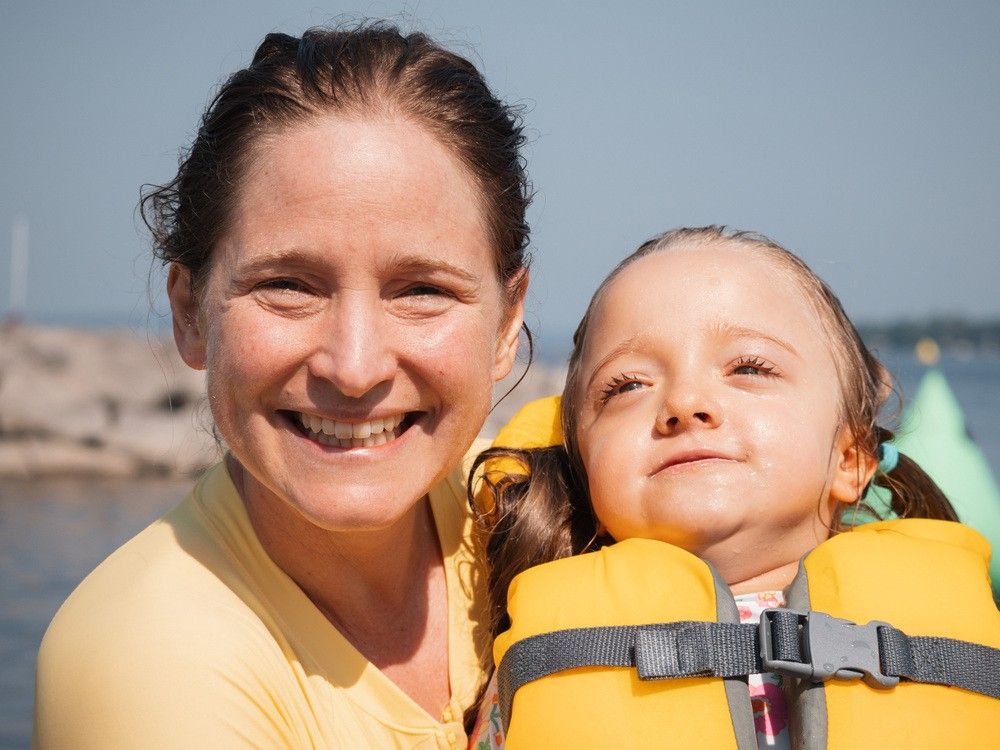  Anne Griffith with her daughter, Amelia. Griffith competed in the three-kilometre race at Bring On The Bay.
