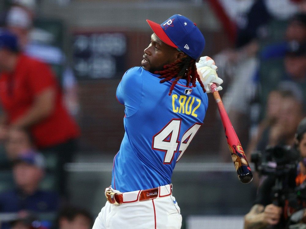  Oneil Cruz of the Pittsburgh Pirates competes during the Major League Baseball Home Run Derby at Truist Park in Atlanta on July 14, 2025.