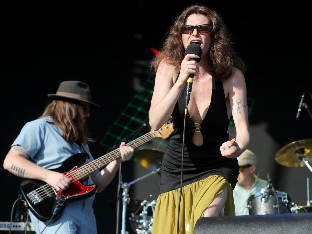  Soleil Crispin of Four Eyed Muscle Man belted it out at the River stage on Friday at Bluesfest.