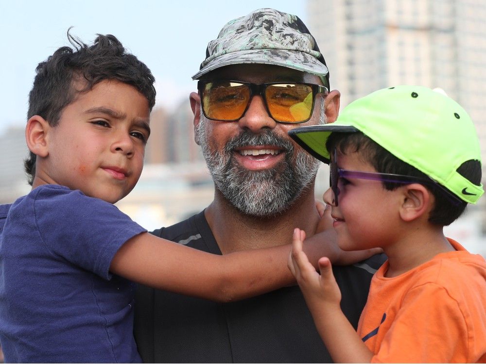  Sureen Gosal brought his two young sons, Arjun, 6, and Jeevan, 4, to Bluesfest on Wednesday.
