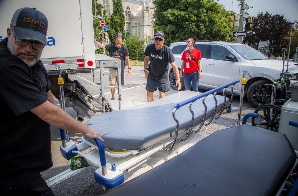  The Ottawa Hospital set up a satellite clinic on a closed section of Sussex Drive for Sunday’s Ironman triathlon, led by medical team lead Karen Lawrence and staffed by a team of health-care professionals.