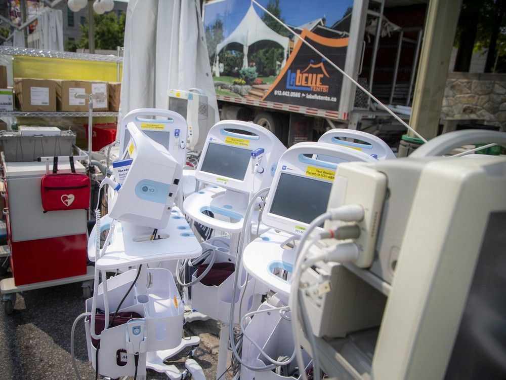  The Ottawa Hospital set up a satellite clinic on a closed section of Sussex Drive for Sunday’s Ironman triathlon, led by medical team lead Karen Lawrence and staffed by a team of health-care professionals.