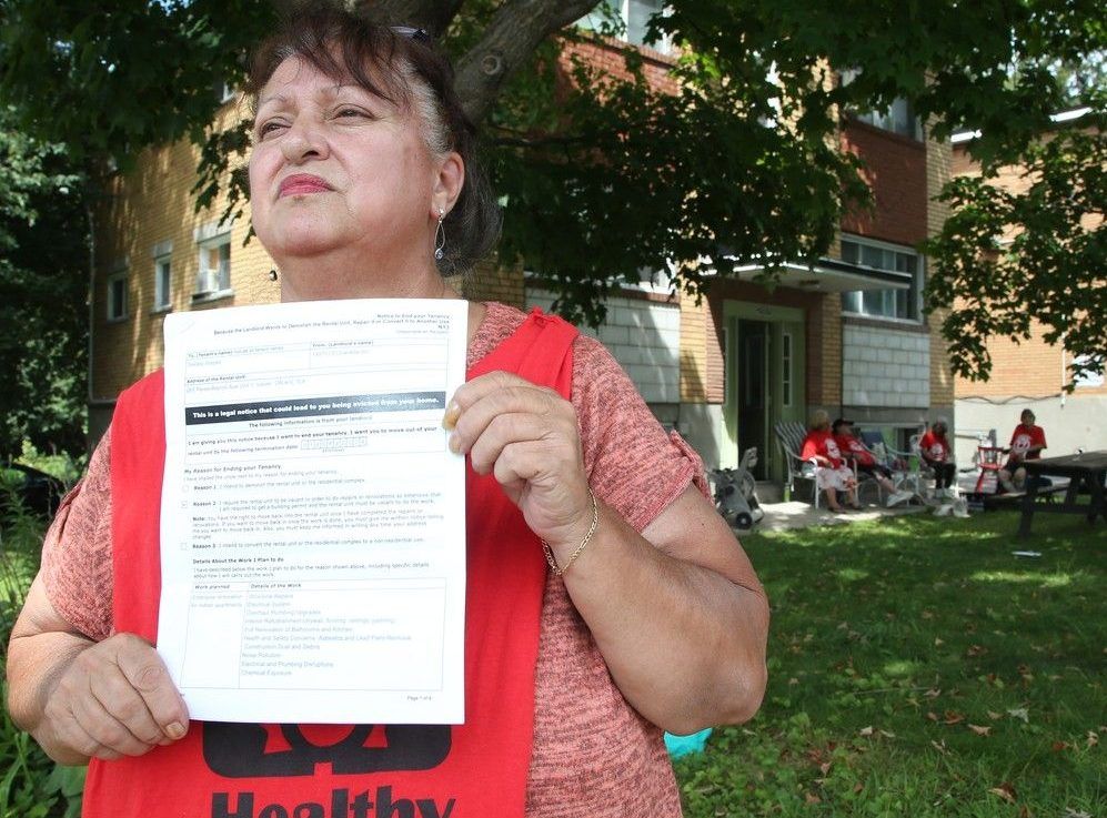  Debbie Staples holds out an N13 notice asking her to vacate her Vanier apartment by the end of August.