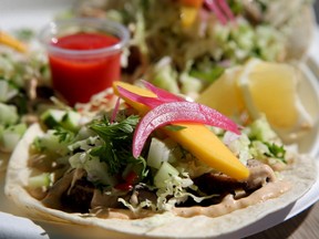 Jerk Chicken tacos from Dios Mio Taco truck.