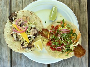 Two quesabirria tacos at Ay Dios Mio