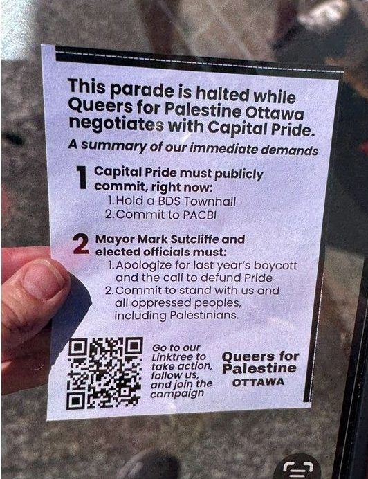  Queers for Palestine Ottawa listed their demands on Sunday.