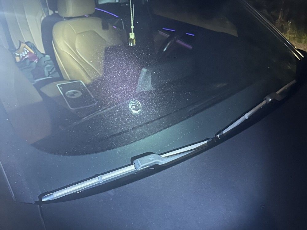  Aerial photo of driver’s area in car seized at illegal car-racing gathering in Kanata late Friday.
