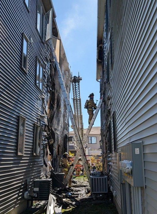  Ottawa firefighters were at the scene of a fire on Catleaf Row on Sunday, Sept. 28, 2025.