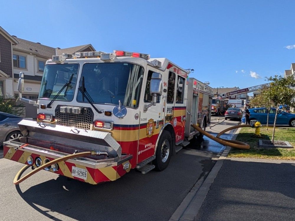  Ottawa firefighters were at the scene of a fire on Catleaf Row on Sunday, Sept. 28, 2025.