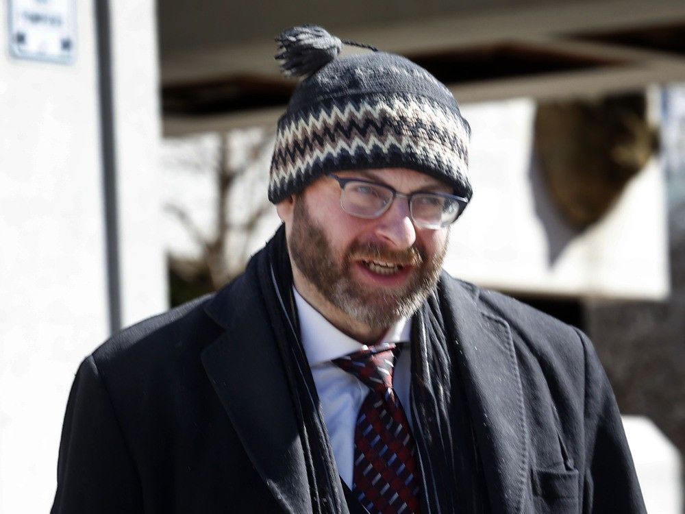 A March 2025 file photo of James Bowie leaving the Ottawa courthouse.