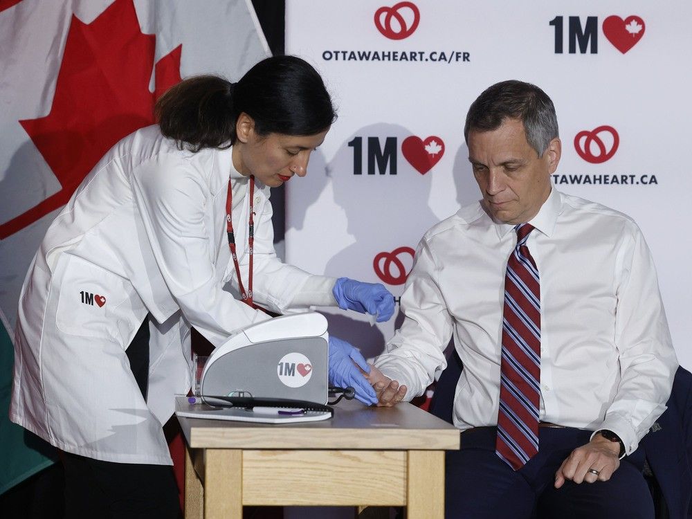 The ambitious program to screen for heart-disease risks began Tuesday with Ottawa Mayor Mark Sutcliffe as Patient No. 1.