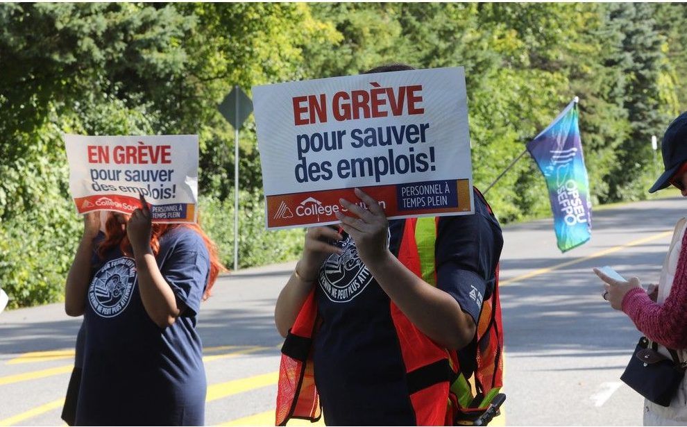  Collège La Cité support workers walk the picket line at the start of the strike on Sept. 11.