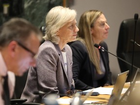 Amy Scheer, the PWHL's executive vice-president of business operations (L) and Jayna Hefford, PWHL's executive vice-president of hockey operations