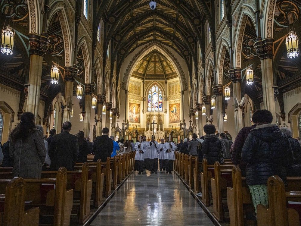 Sunday vigil mass at Saint Patrick Basilica on Oct. 26, 2025.  Sunday vigil mass at Saint Patrick Basilica on Oct. 26, 2025.