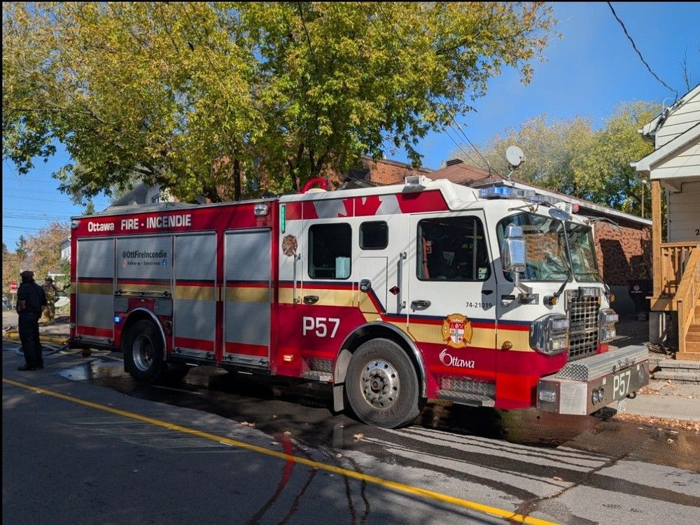  Ottawa firefighters battled a blaze on Granville Street on Sunday, Oct. 12, 2025.